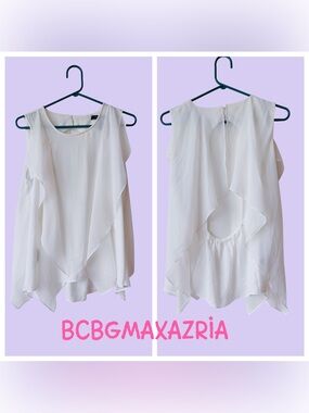 BCBGMAXAZRIA Ruffle Sleeveless Cut Out Back  Blouse size S